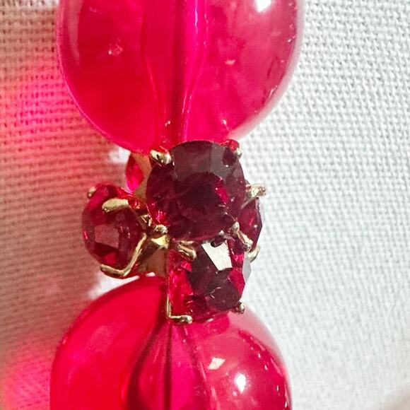 Kate Spade Ruby Red Lucite Necklace Beaded Bead Large Round Statement Maximalist - Picture 3 of 9